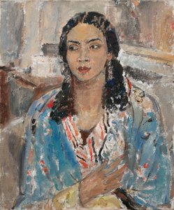 De blauwe jas (olieverf op doek)