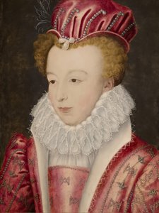 Portret van Marguerite de France, koningin van Navarra, na 1572 (Olieverf op hout) door Etienne (after) Dumonstier