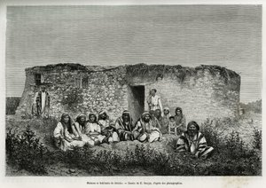 Huizen en inwoners van Jericho (Westelijke Jordaanoever). Gravure door E. Ronjat, ter illustratie van het verhaal van Syrië vandaag, door M. Lortet, decaan van de Faculteit Geneeskunde van Lyon, belast met een wetenschappelijke missie door het Ministerie v door Etienne Antoine Eugene Ronjat