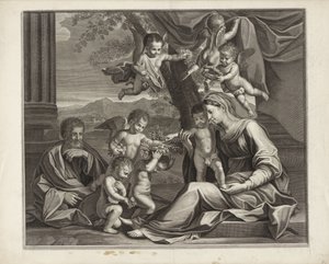 Heilige Familie met putti door Etienne Baudet (possibly)