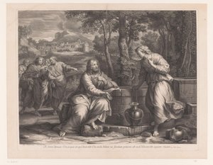 Christus en de Samaritaanse vrouw bij de put door Etienne Baudet