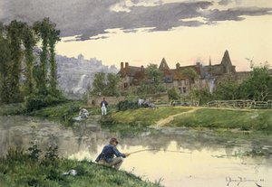 Soldaten aan de Rand van de Rivier, eind 19e of begin 20e eeuw door Etienne Berne Bellecour
