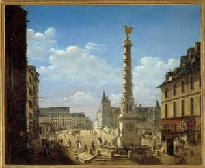 Het plein en de fontein van Chatelet. Schilderij door Etienne Bouhot. 1810. Parijs, Musée Carnavalet door Etienne Bouhot