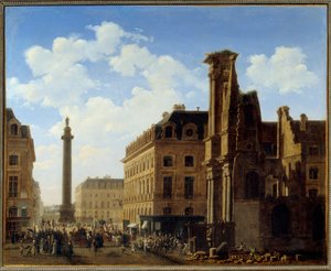 Place Vendome en de straat van Castiglione met de ruïnes van de kerk van de Bladrijke door Etienne Bouhot