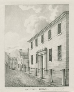 Tamworth - Nationale School: lithografie door Etienne Bruno Hamel