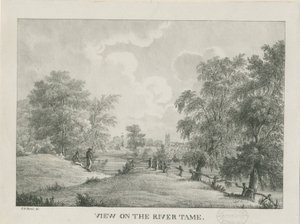 Tamworth - De rivier Tame: lithografie, nd [1796-1865] door Etienne Bruno Hamel