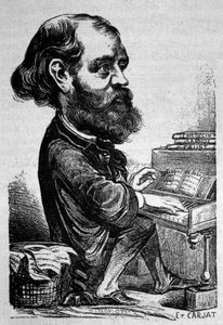 Charles Gounod, Franse componist, Karikatuur door Etienne Carjat door Etienne Carjat