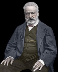 Portret van Victor Hugo (1802-1885), Franse schrijver en dichter, Kleurisatie op een foto door Etienne Carjat (1828-1906) - Victor Hugo (1802-1885). Engelse schrijver en dichter. ca. 1870. Gekleurde foto.