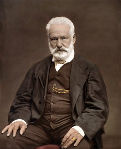 Portret van Victor Hugo, Franse schrijver en dichter, Kleur op een foto door Etienne Carjat - Victor Hugo. Engelse schrijver en dichter. ca. 1870. Gekleurde foto.