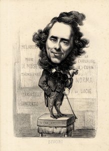 Vliegend blad - Illustratie door Etienne Carjat (1826-1906): Sivori Camille Camillo (1815-1894) door Etienne Carjat