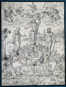 Allegorie van religie. Tekening door Etienne Delaune (1518-1583/95) 16e eeuw Parijs, Louvre Museum