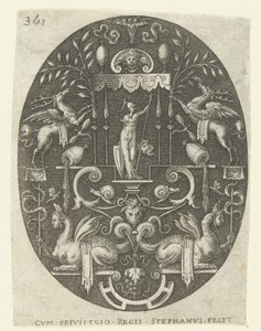 Bellona onder een baldakijn door Etienne Delaune