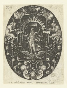 Jupiter met zijn adelaar aan zijn voeten (Ovalen met goden, omringd door grotesken)