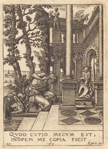 Narcissus bij de fontein door Etienne Delaune after Rosso Fiorentino
