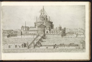 Engelenburcht en de Engelenbrug te Rome door Etienne Duperac