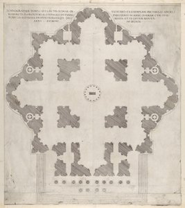 Speculum Romanae Magnificentiae: Plattegrond van St. Pieter, 1569 door Etienne Duperac