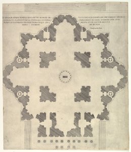 Speculum Romanae Magnificentiae: Plan van St. Pieter door Etienne Duperac