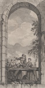 De Kapel van de Enfants-Trouvés in Parijs: Religieuzen en jongetjes kijken naar de kribbe..., 1757 door Etienne Fessard