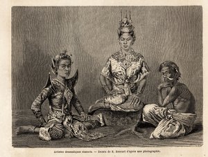 Siamese dramatische artiesten, tekening door E. Bocour, ter illustratie van Henri Mouhot