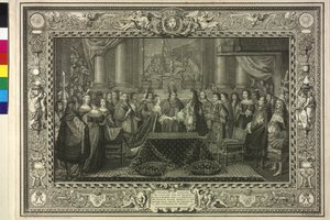 Huwelijk van koning Lodewijk XIV met Maria Theresia van Oostenrijk door Étienne Jeaurat