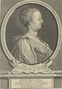 Portret van Anne Dacier née Le Fèvre 1647-1720 door Etienne Jehandier Desrochers