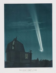 De Grote Komeet van 1881, waargenomen in de nacht van 25-26 juni, om 1u30, uit The Trouvelot Astronomical Drawings 1881, uitgegeven 1881
