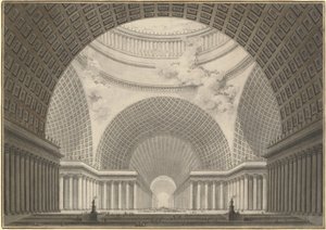 Perspectiefweergave van het Interieur van een Metropolitane Kerk