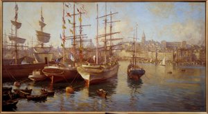 Oranje balacelles (Uitzicht op de haven van Marseille) door Etienne Philippe Martin