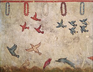 Een vogelvlucht (detail van fresco, 530 v.Chr.)