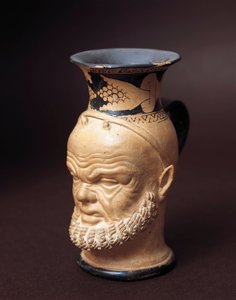 Etruskische beschaving, vaas met gezicht van Silenus door Etruscan