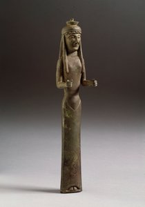Etruskische kunst: figuur van offergever. Bronzen beeld, Italië 550 v.Chr. Florence, Museo Archeologico