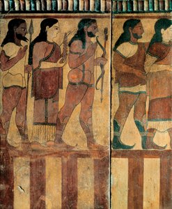 Etruskische beschaving - "plaque Campana" die een processie voorstelt uit de Banditaccia Necropolis, Cerveteri, Rome, 550-520 v.Chr. door Etruscan