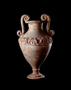 Etruskische beschaving: terracotta amfoor uit een graf van Poggio Sala, Italië 4e eeuw v.Chr. door Etruscan
