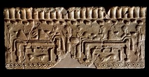 Terracotta fries met een banketscène, 580 v.Chr. door Etruscan