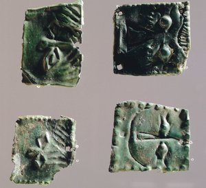 Ex-voto in bronzen plaat met ogen. Artefacten uit het heiligdom van Reithia Este (Venetië). Etruskische beschaving, 5e-4e eeuw v.Chr. door Etruscan