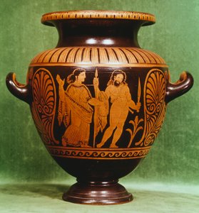 Stamnos, roodfigurige aardewerk uit Vulci (Lazio). Etruskische Beschaving, 4e eeuw v.Chr. door Etruscan