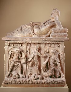 Cineraire urn, 2e eeuw v.Chr. door Etruscan Etruscan