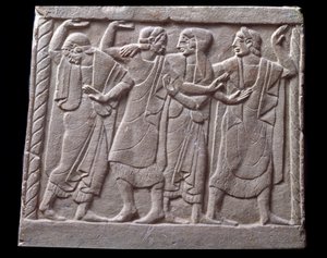 Dansscène, laag reliëf van marmeren grafsteen door Etruscan Etruscan