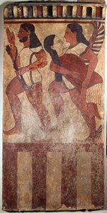 Etruskische kunst: Plaque Campana: een boogschutter, een gevleugelde geest met een vrouwelijke figuur (6e eeuw v.Chr.) door Etruscan Etruscan