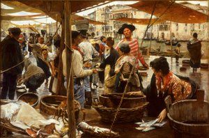 Oude vismarkt door Ettore Tito