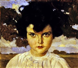 Portret van een kind door Ettore Tito
