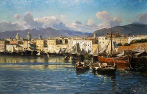 Oude haven van Palermo door Ettore de Maria Bergler
