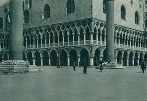 Hoek van het Dogepaleis op de Piazzetta di San Marco, Venetië, Italië, 1927 door Eugen Poppel