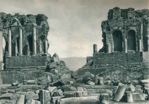 Podium van het Griekse Theater, Taormina, Sicilië, Italië, 1927