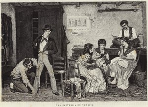 Een kleermaker in Venetië door Eugen von Blaas