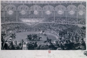 Paardenshow in Franconi circus, Champs Elysees, Parijs, Eugene Louis Lami, gegraveerd door Charles Mottram uit Zomer en Winter in Parijs door Eugene Louis Lami