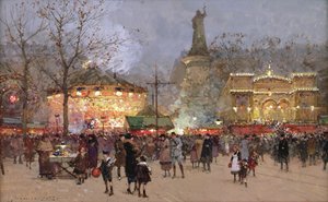 Feest, op de Place de La Republique, Parijs