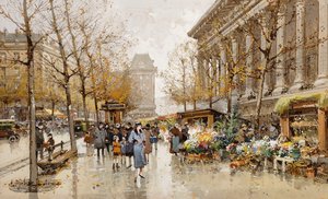 Parijse Straat in de Herfst door Eugene Galien Laloue