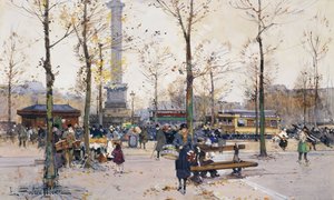Place de la Bastille, Parijs door Eugene Galien Laloue