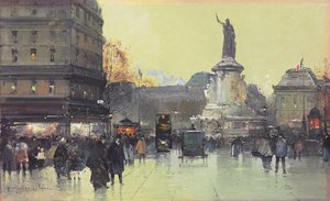 Place de la Republique, Parijs door Eugene Galien Laloue